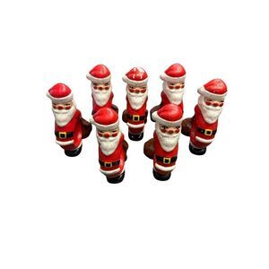 Set Of 7 Vintage Santa Claus Napkin Rings Christmas Table Decor